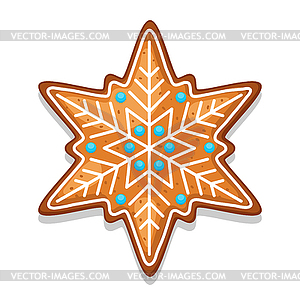 Gingerbread cookies snowflake. Merry Christmas - stock vector clipart