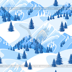 Winter seamless pattern. Beautiful landscape with - vector image