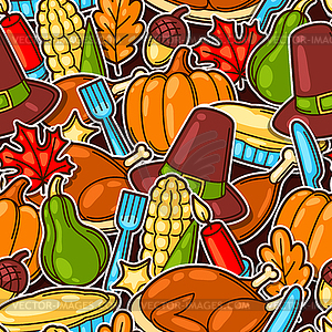 Happy Thanksgiving Day seamless pattern with holida - vector clipart