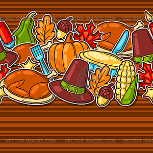 Happy Thanksgiving Day seamless pattern with holida - vector clip art