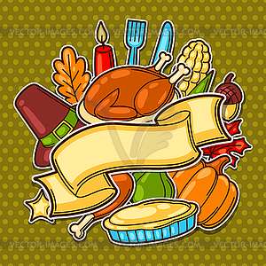 Happy Thanksgiving Day background with holiday - vector clipart