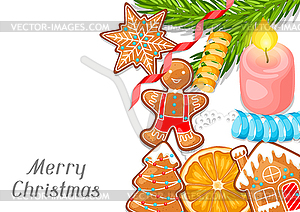 Поздравительная открытка с Рождеством - векторное изображение EPS