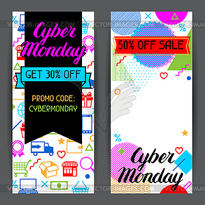 Cyber monday sale banners. Online shopping and - vector EPS clipart