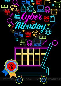 Cyber monday sale background. Online shopping and - vector clip art