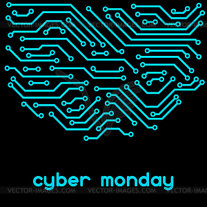 Cyber monday sale background. Online shopping and - vector image