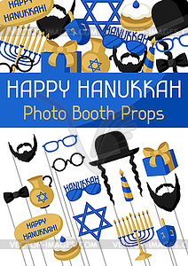 Happy Hanukkah photo booth props. Accessories for - vector image