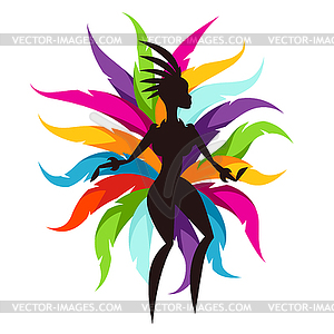 Carnival party card with samba dancer and colorful - vector image