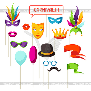 Carnival photo booth props. Accessories for festiva - vector image