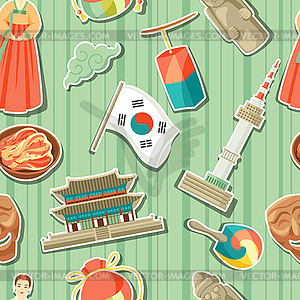 Korea seamless pattern. Korean traditional sticker - vector clipart