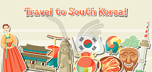 Korea banner design. Korean traditional sticker - vector clipart