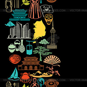 Korea seamless pattern. Korean traditional symbols - vector clipart