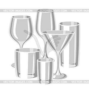 Types Of Bar Glasses Set Of Alcohol Glassware Stock Illustration