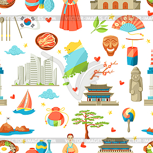 South Korea seamless pattern. Korean traditional - vector image