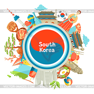 South Korea background design. Korean traditional - vector image