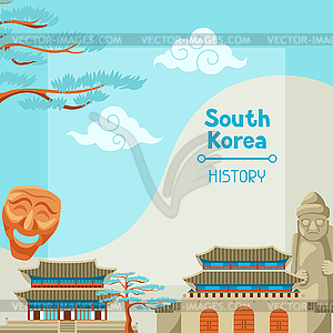 South Korea history. Korean banner design with - vector image