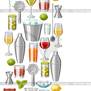 Cocktail bar seamless pattern. Essential tools, - vector clip art