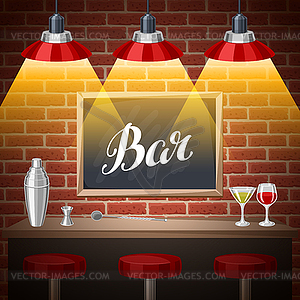 Bar counter in pub or night club. interior with - vector clip art