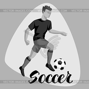 Soccer player with ball. Sports football - white & black vector clipart