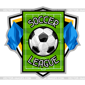 Soccer or football badge with ball. Sports emblem - vector clip art