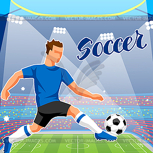 Soccer stadium during sports match. Football arena - vector image