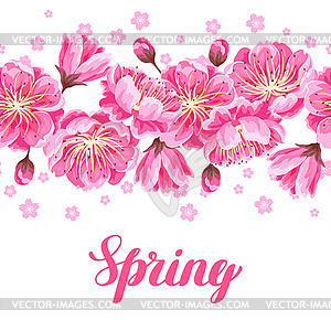 Seamless pattern with sakura or cherry blossom. - vector clipart