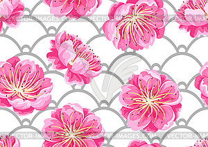 Seamless pattern with sakura or cherry blossom. - vector image