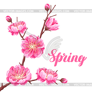 Весенний фон с сакурой или вишневым цветком. - клипарт