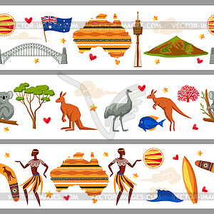 Australia seamless borders. Australian traditional - vector image