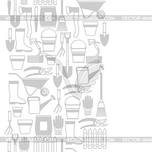 Seamless pattern with garden tools and icons. All - vector clipart