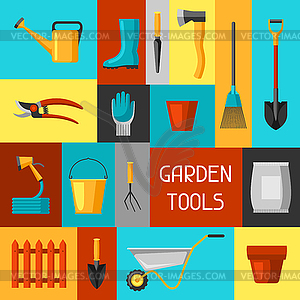 Concept background with garden tools and icons. - vector EPS clipart