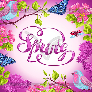 Spring garden background or greeting card. Natural - vector image