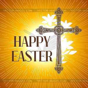 Silhouette of ornate cross. Happy Easter concept - vector EPS clipart