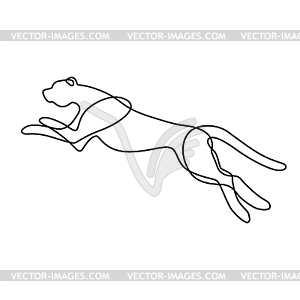 Endless line art jaguar. Continuous black outline - vector clipart