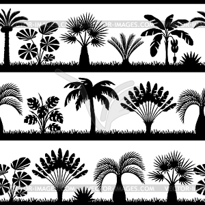 Seamless pattern with tropical palm trees. Exotic - vector clipart