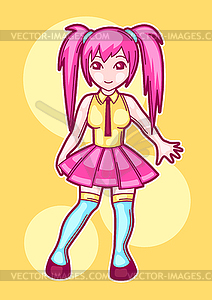 Japanese anime cosplay girl. Cute fashion - vector image