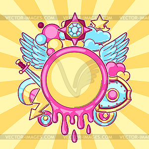 Background with cartoon fantasy objects. Fashion - vector clipart