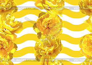 Seamless pattern with fluffy yellow tulips. - royalty-free vector clipart