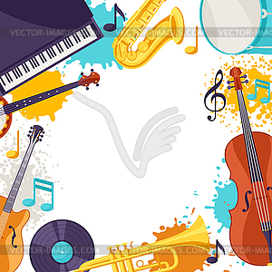 Frame with musical instruments. Jazz music - vector clipart / vector image