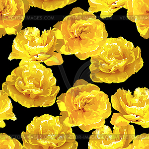 Seamless pattern with fluffy yellow tulips. - vector image