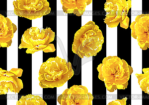 Seamless pattern with fluffy yellow tulips. - vector image