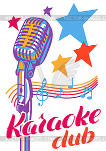 Karaoke club poster. Music event banner. with - vector clipart