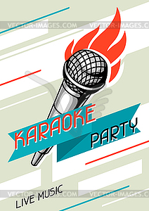 Karaoke party poster. Music event banner. with - royalty-free vector image