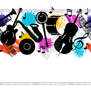 Jazz music seamless pattern with musical instruments. - vector clipart