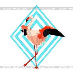 Design with flamingo. Tropical bright abstract bird - vector clipart / vector image