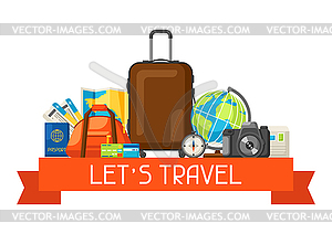 Travel concept . Traveling background with tourist - vector clipart