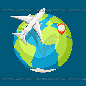 Travel . Traveling background with airplane and - color vector clipart