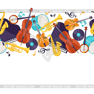 Jazz music seamless pattern with musical instruments - vector image