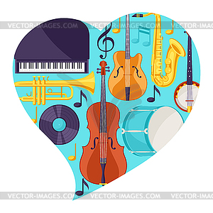 Background with musical instruments. Jazz music - vector clipart