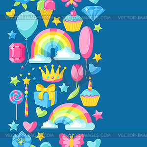 Seamless pattern with fantasy and birthday party - vector clipart