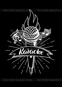 Karaoke party label. Music event background. with - vector clip art